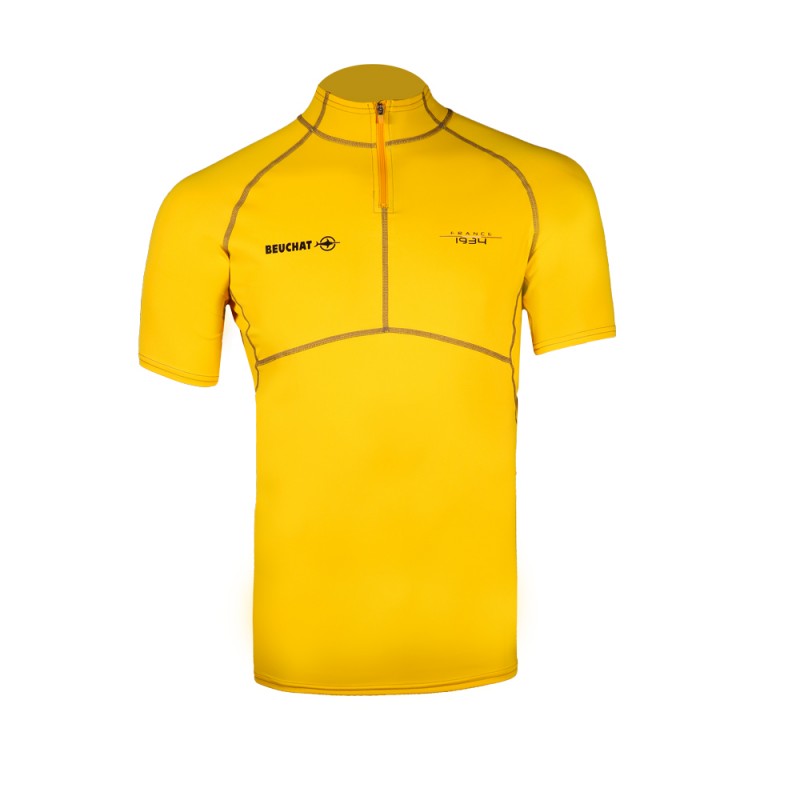 RASHGUARD ATOLL HOMME - LYCRA (UPF 50+) - MANCHES COURTES - JAUNE PLONGÃ‰E