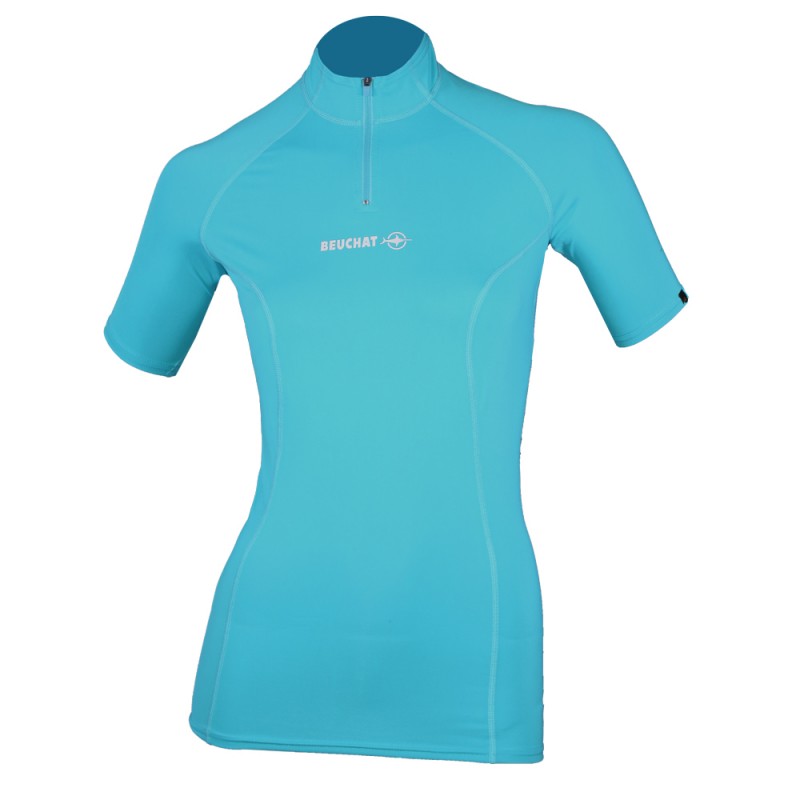 RASHGUARD ATOLL FEMME - LYCRA (UPF 50+) - MANCHES COURTES - BLEU ATOLL